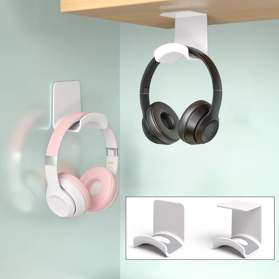 Headset Stand - Universal Headphone Stand Adhesive Plastic Wall
