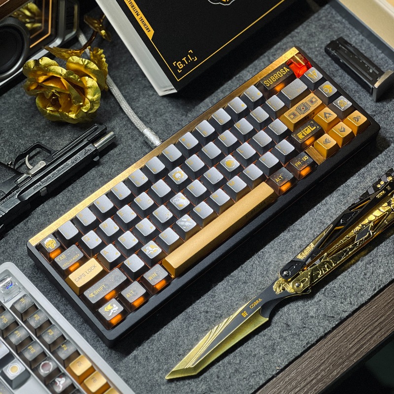 Golden Rose Theme Keycaps Set  - Pc Gaming Set review and price