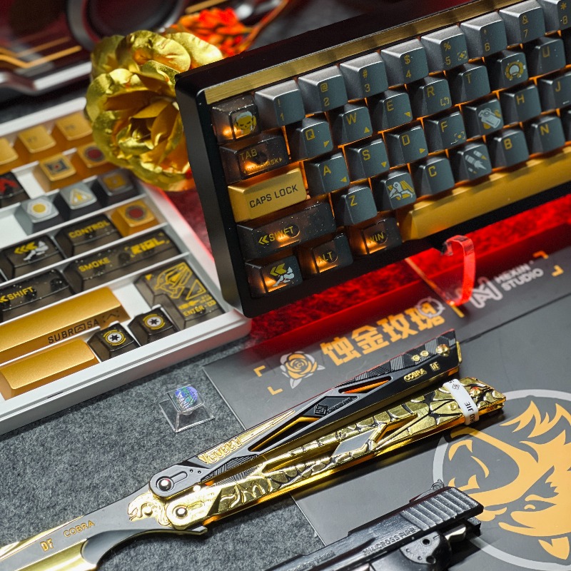 Golden Rose Theme Keycaps Set  - Pc Gaming Set review and price