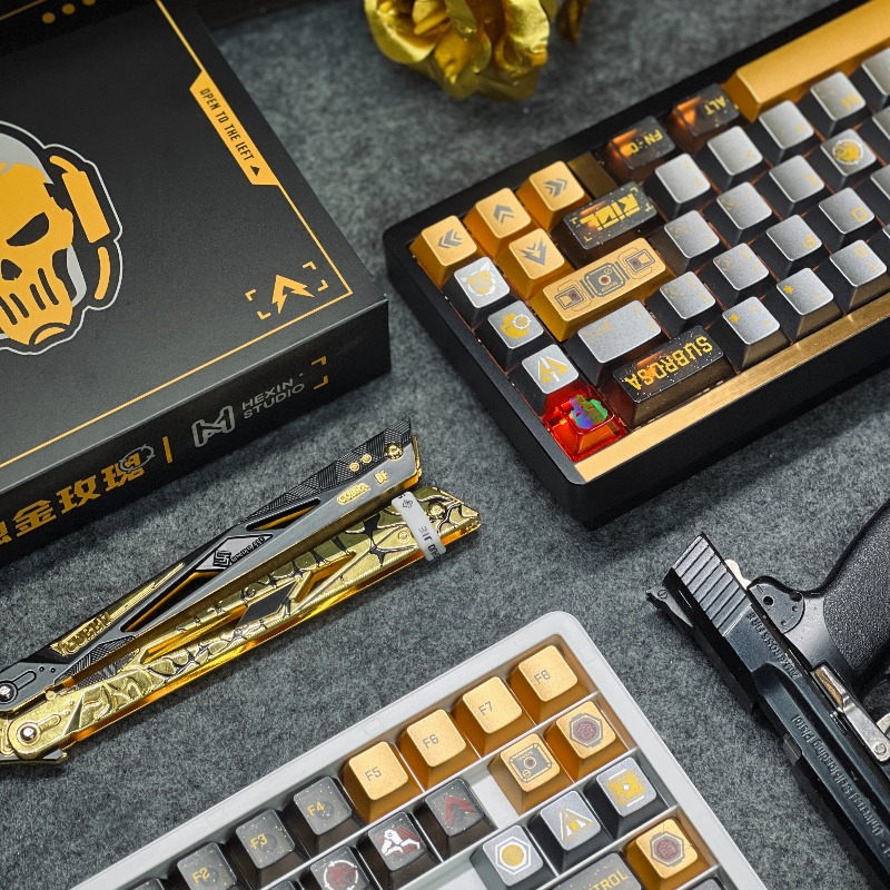 Golden Rose Theme Keycaps Set  - Pc Gaming Set review and price