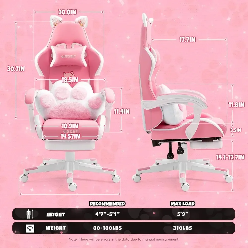 Pink Gaming Chair With Cat Paw - Pc Gaming Quotes review and price