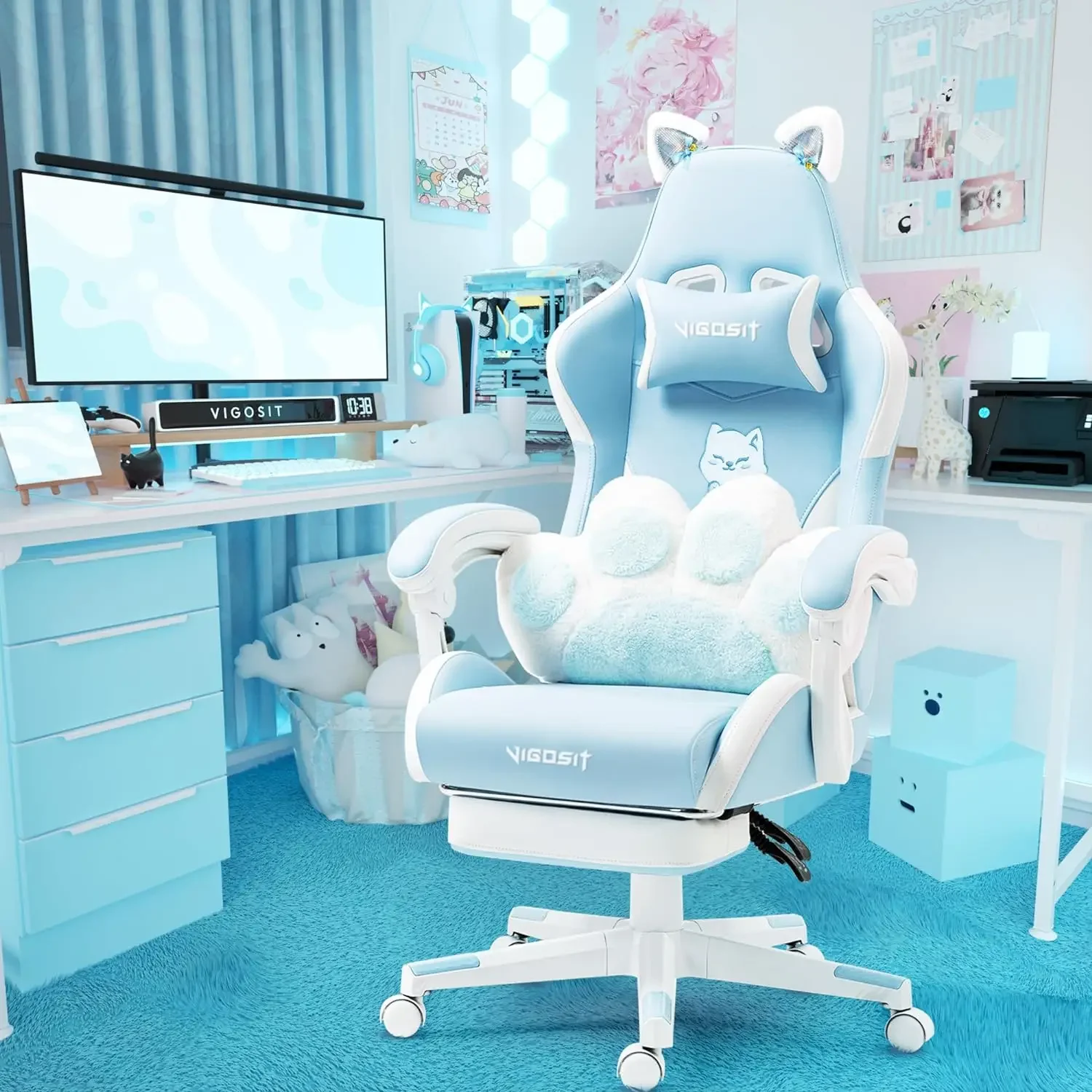 Pink Gaming Chair With Cat Paw - Pc Gaming Quotes review and price